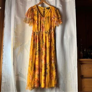 Floral Yellow Midi Dress